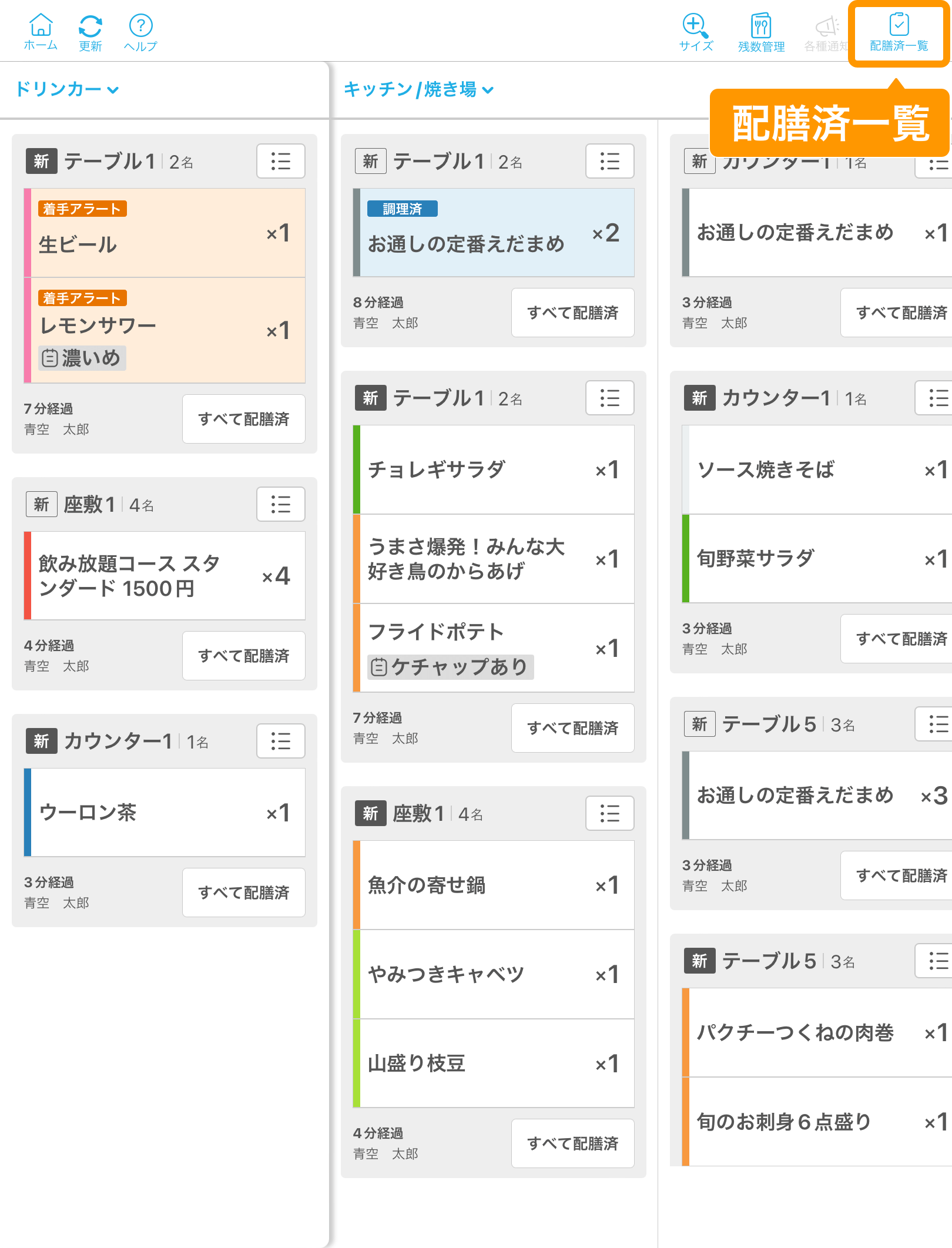 28 キッチンモニター 配膳済一覧