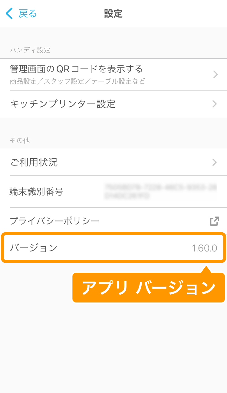 02 ハンディ 設定画面 バージョン