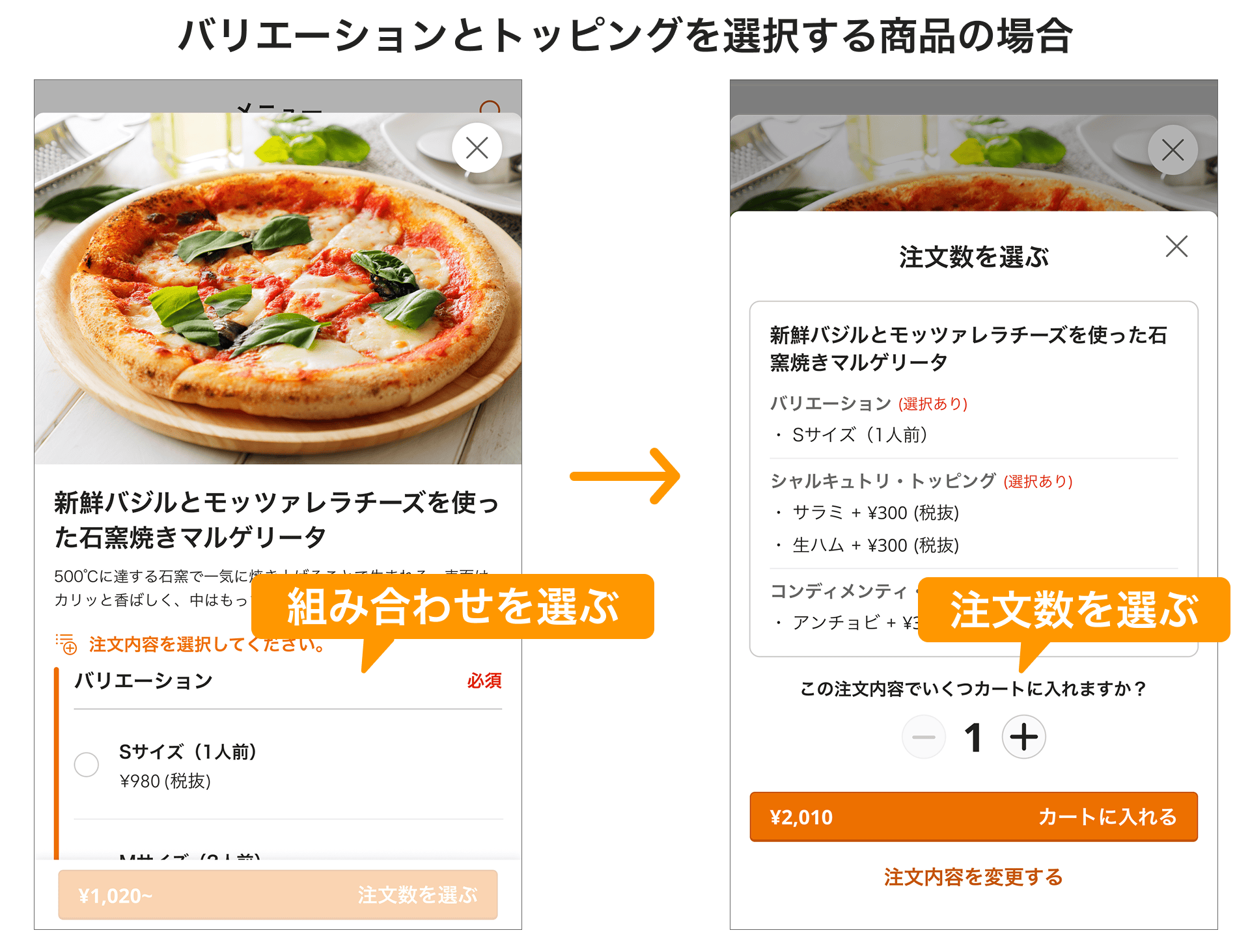 01_pc バリエーションとトッピングを選択する商品の場合のイメージ